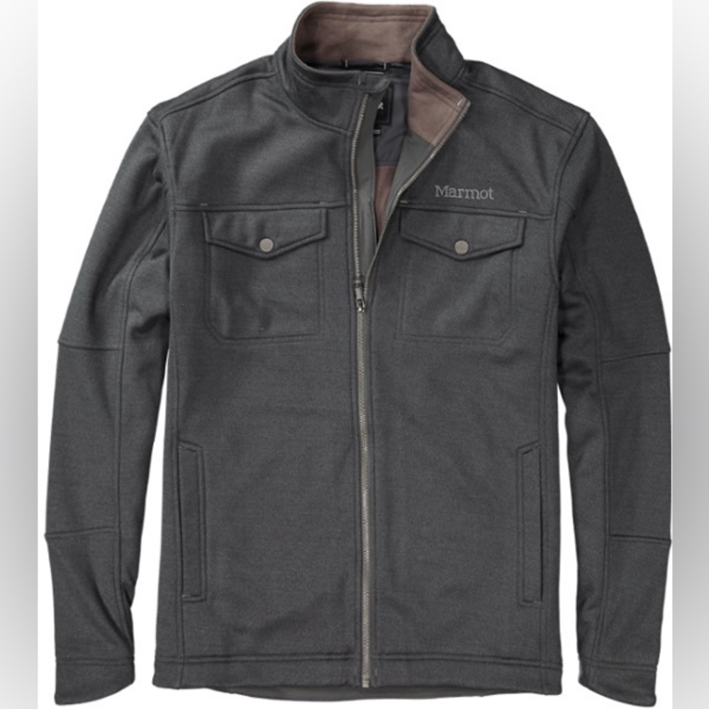 Marmot Men's Hawkins Fleece Jacket Midweight Full-Zip EUC Small, Dark Grey/Black